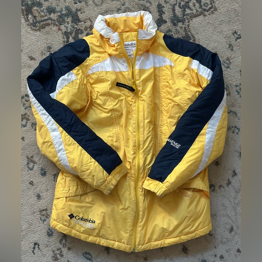 Yellow and navy Columbia ski jacket